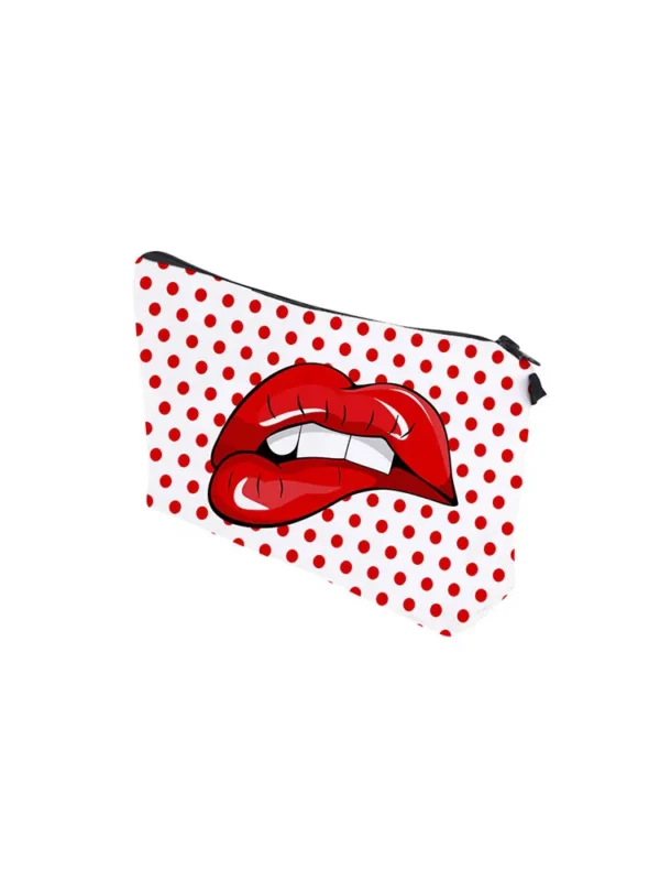 Sexy Red Lips Pattern Printed Cosmetic Bag Lady Fashion organizer bag Pouch For Trip Hot Sale Makeup Bag for Women
