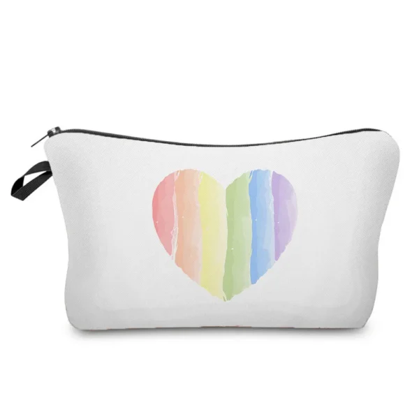 Fashion Black Printed Love Heart Cosmetics Organizer Bag Women Travel Cosmetic Makeup Bags Storage Bag for Christmas Gift
