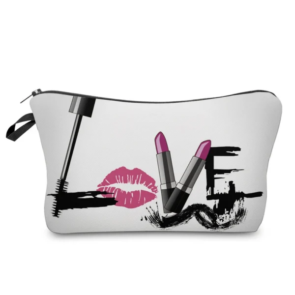 Sexy Red Lips Pattern Printed Cosmetic Bag Lady Fashion organizer bag Pouch For Trip Hot Sale Makeup Bag for Women