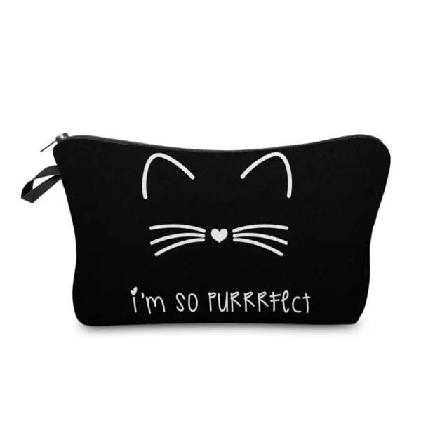 Fashion Black Printed Love Heart Cosmetics Organizer Bag Women Travel Cosmetic Makeup Bags Storage Bag for Christmas Gift