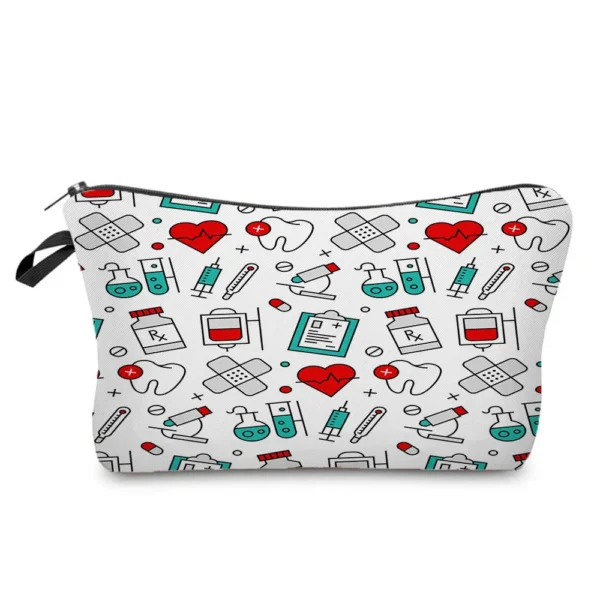Fashion Black Printed Love Heart Cosmetics Organizer Bag Women Travel Cosmetic Makeup Bags Storage Bag for Christmas Gift