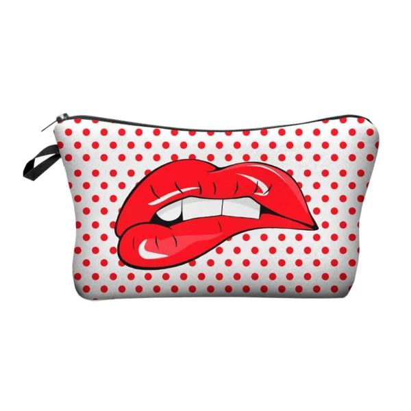 Fashion Black Printed Love Heart Cosmetics Organizer Bag Women Travel Cosmetic Makeup Bags Storage Bag for Christmas Gift