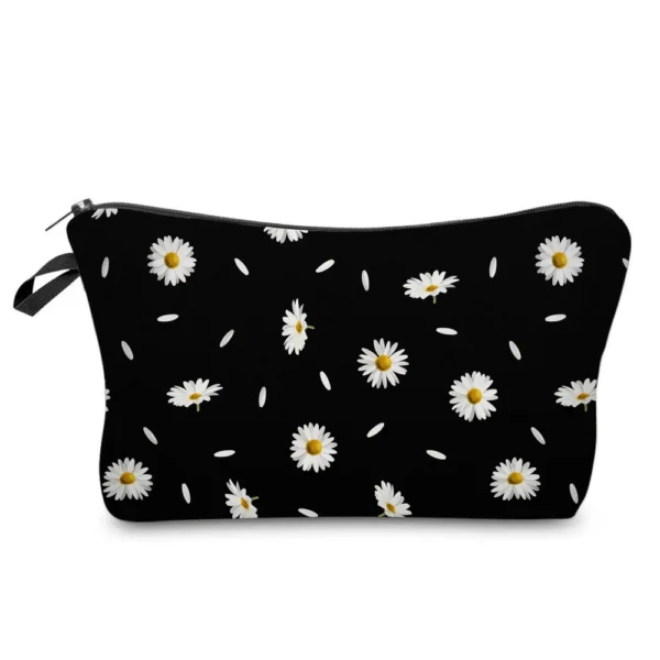 Fashion Black Printed Love Heart Cosmetics Organizer Bag Women Travel Cosmetic Makeup Bags Storage Bag for Christmas Gift