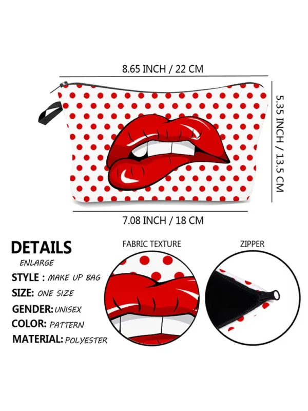 Sexy Red Lips Pattern Printed Cosmetic Bag Lady Fashion organizer bag Pouch For Trip Hot Sale Makeup Bag for Women