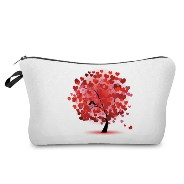 Fashion Black Printed Love Heart Cosmetics Organizer Bag Women Travel Cosmetic Makeup Bags Storage Bag for Christmas Gift