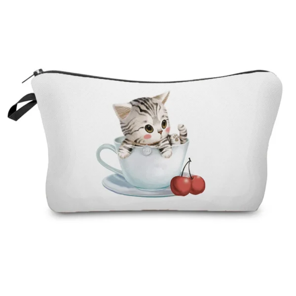 Fashion Black Printed Love Heart Cosmetics Organizer Bag Women Travel Cosmetic Makeup Bags Storage Bag for Christmas Gift