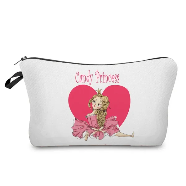 Fashion Black Printed Love Heart Cosmetics Organizer Bag Women Travel Cosmetic Makeup Bags Storage Bag for Christmas Gift