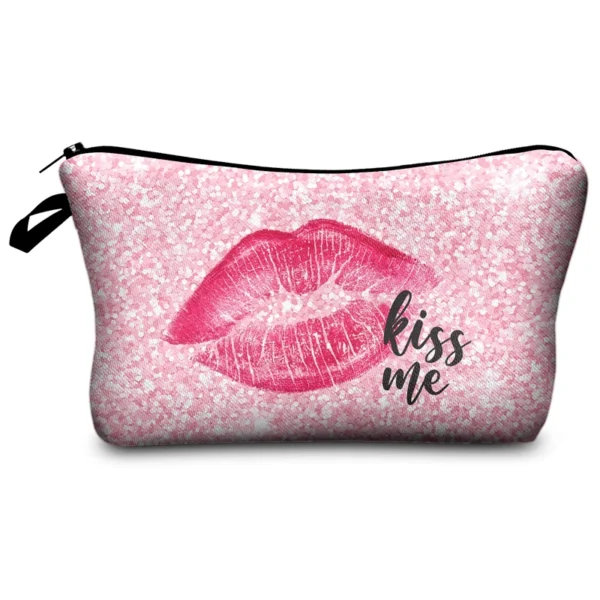Sexy Red Lips Pattern Printed Cosmetic Bag Lady Fashion organizer bag Pouch For Trip Hot Sale Makeup Bag for Women