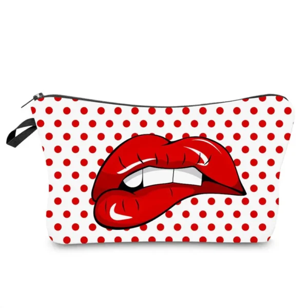 Sexy Red Lips Pattern Printed Cosmetic Bag Lady Fashion organizer bag Pouch For Trip Hot Sale Makeup Bag for Women