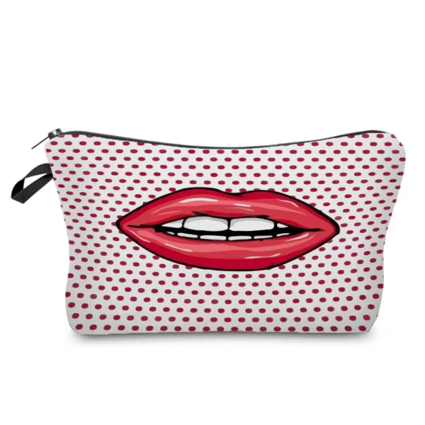 Sexy Red Lips Pattern Printed Cosmetic Bag Lady Fashion organizer bag Pouch For Trip Hot Sale Makeup Bag for Women