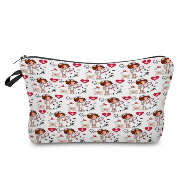 Fashion Black Printed Love Heart Cosmetics Organizer Bag Women Travel Cosmetic Makeup Bags Storage Bag for Christmas Gift