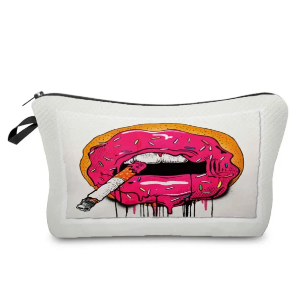 Sexy Red Lips Pattern Printed Cosmetic Bag Lady Fashion organizer bag Pouch For Trip Hot Sale Makeup Bag for Women