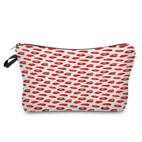 Sexy Red Lips Pattern Printed Cosmetic Bag Lady Fashion organizer bag Pouch For Trip Hot Sale Makeup Bag for Women