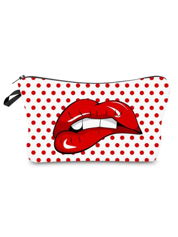 Sexy Red Lips Pattern Printed Cosmetic Bag Lady Fashion organizer bag Pouch For Trip Hot Sale Makeup Bag for Women
