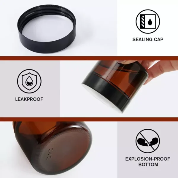 60ml Amber Brown Round Glass Cosmetic Jar Face Cream Refillable Bottle Portable Travel Face Cream Cosmetic Container Accessories