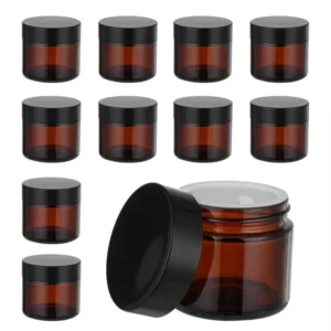 60ml Amber Brown Round Glass Cosmetic Jar Face Cream Refillable Bottle Portable Travel Face Cream Cosmetic Container Accessories