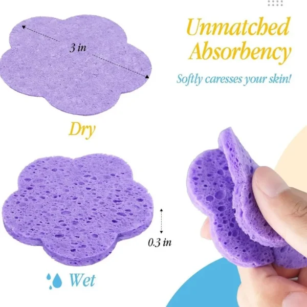 50PCS Compressed Face Wash Puff Natural Wood Pulp Sponge Foaming Face Puff Cosmetic Puff Face Cleansing Sponge