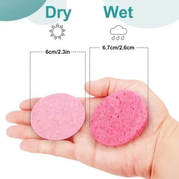 Compress Face Wash Puff Natural Wood Pulp Sponge Face Wash Puff Foaming Face Puff Cosmetic Puff Face Cleansing Sponge